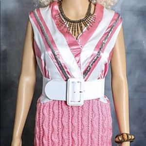 Belted Silk & Knitted Dress